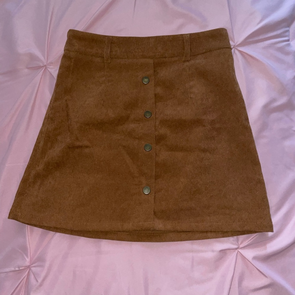 Shein Button Front Solid Cord Skirt - image 1